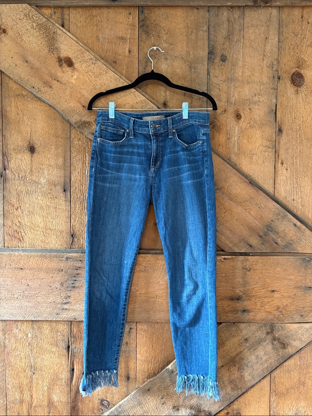Joe's Jeans Distressed Hem Dark Blue Ankle Jeans